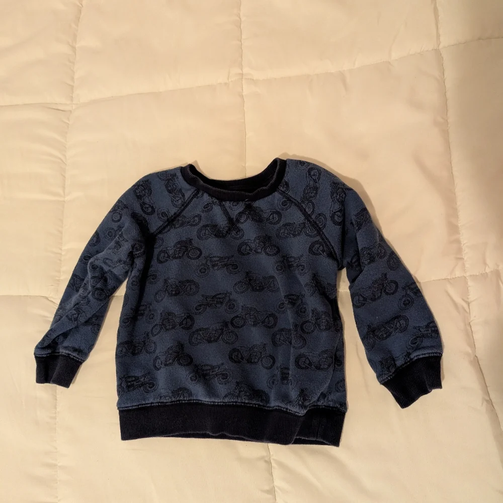 Gymboree Navy Motorcycle Graphic Sweatshirt Size 3t Soft Cotton